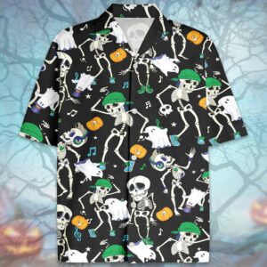 Funny Halloween Hawaiian Aloha Hawaiian Shirtss Dancing Skeleton  - Thelegend59
