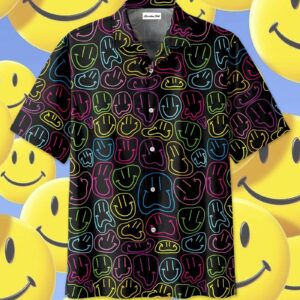 Funny Neon Smile Icon Hawaiian Aloha Hawaiian Shirtss  - Thelegend59