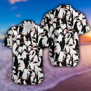 Funny Penguin Pattern Black White Hawaiian Aloha Hawaiian Shirtss  - Thelegend59