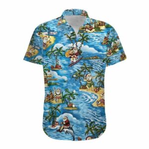 Funny Relaxing Santa Claus At The Beach Hawaiian Aloha Hawaiian Shirtss  - Thelegend59