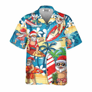 Funny Santa Mele Kalikimaka Christmas In July Surfing Lover Hawaiian Shirt - For Men And Women - Kids  - Thelegend59