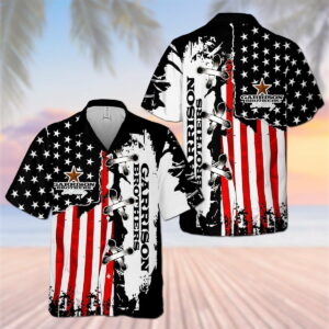Garrison Brothers Usa Flag Cross Stitch All Over Print 3D Aloha Summer Beach Hawaiian Shirt  - Thelegend59