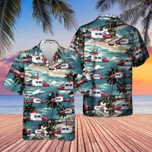 German Air Medical Services Helicopter 2 Blue Unique Design Unisex Hawaiian Shirt  - Thelegend59