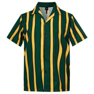 Get Now Mens Hawaiian Shirt Yellow-Green Stripes Printing  - Thelegend59