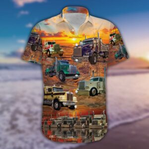 Gift For Dad Fathers Day Amazing Love Trucks Unisex Hawaiian Aloha Hawaiian Shirtss  - Thelegend59
