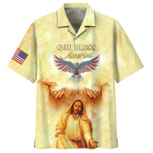 God Bless America And Jesus Hawaiian Aloha Hawaiian Shirtss  - Thelegend59