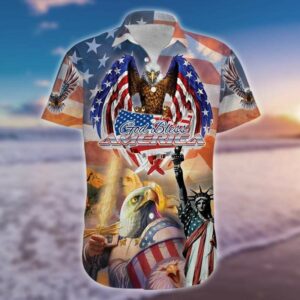 God Bless American Patriotism Eagle Hawaiian Shirt  - Thelegend59