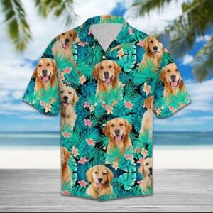 Golden Retriever  Blue High Quality Unisex Hawaiian Shirt  - Thelegend59