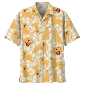 Golden Retriever Yellow High Quality Unisex Hawaiian Shirt  - Thelegend59