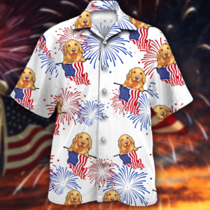 Golden Retriever Forndependence Day Aloha Hawaiian Shirts  - Thelegend59