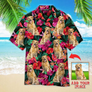 Golden Retriever Palm Tree Island Custom Hawaiian Shirt - For Men And Women - Kids  - Thelegend59