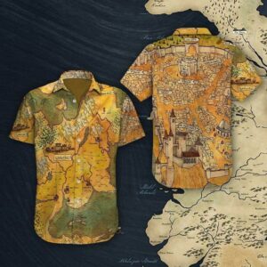 Got Vintage Map Yellow High Quality Unisex Hawaiian Shirt  - Thelegend59