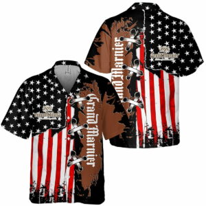 Grand Marnier Usa Flag Cross Stitch All Over Print 3D Aloha Summer Beach Hawaiian Shirt  - Thelegend59