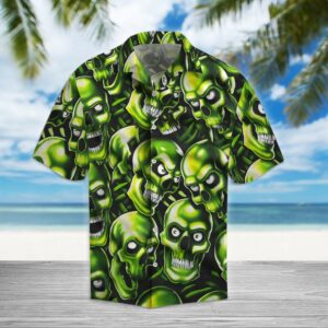 Green Skull The Mask Hawaiian Aloha Hawaiian Shirts Vi  - Thelegend59