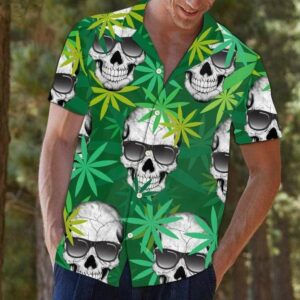 Green Skulls Hawaiian Aloha Hawaiian Shirtss  - Thelegend59