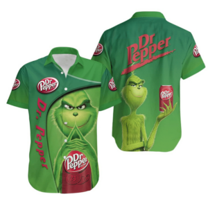 Grinch Dr Pepper Hawaiian Graphic Print Short Sleeve  - Thelegend59