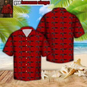 Gta V Gun Red Hawaiian Aloha Hawaiian Shirtss  - Thelegend59