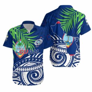 Guam Rugby Hawaiian Shirt Coconut Leaves  - Thelegend59