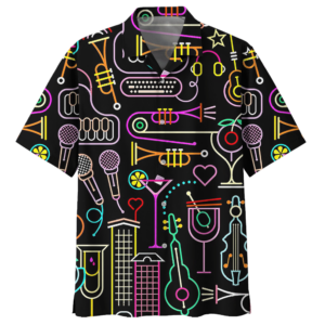 Guitar Black Nice Design Unisex Hawaiian Shirt  - Thelegend59