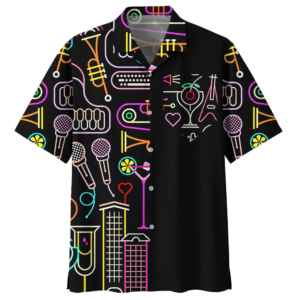 Guitar Black Nice Design Unisex Hawaiian Shirt  - Thelegend59