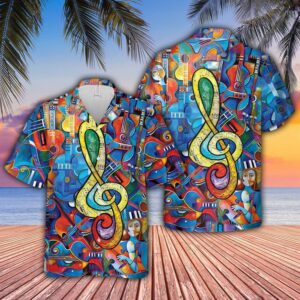 Guitar Hippie Music Note Unisex Hawaiian Aloha Hawaiian Shirtss  - Thelegend59