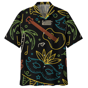 Guitar Mask Palm Tree Hawaiian Shirt  - Thelegend59