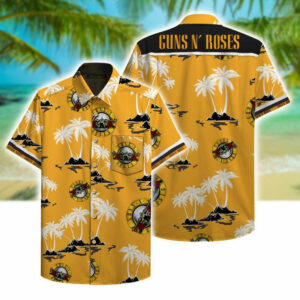 Gun N Roses Band Hawaiian Graphic Print Short Sleeve  - Thelegend59