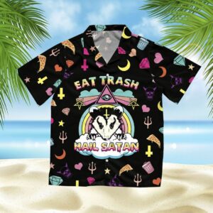 Hail Satan Black Unique Design Hawaiian Shirt  - Thelegend59