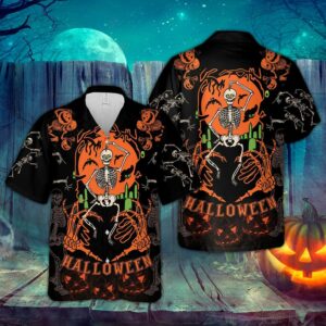 Halloween - I Love Halloween Black Pumpkin Unisex Hawaiian Shirts  - Thelegend59