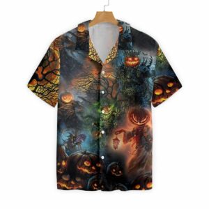 Halloween Angry Evil Pumkin Hawaiian Aloha Hawaiian Shirts  - Thelegend59