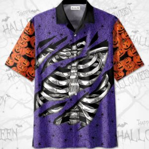 Halloween Scary Skeleton Rib Cage Hawaiian Aloha Hawaiian Shirtss  - Thelegend59
