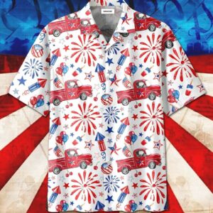 Happy 4Th Of July Day Fireworks Unisex Hawaiian Aloha Hawaiian Shirtss  - Thelegend59