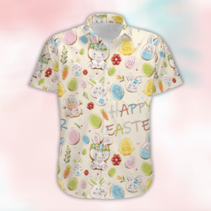 Happy Easter Beige Sweet Bunny Lamb Chick Cookies Hawaiian Aloha Hawaiian Shirtss  - Thelegend59