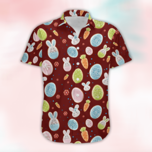 Happy Easter Red Sweet Bunny Lamb Chick Cookies Hawaiian Aloha Hawaiian Shirtss  - Thelegend59