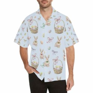 Happy Easter Vintage Bunny Baby Blue Hawaiian Aloha Hawaiian Shirtss  - Thelegend59