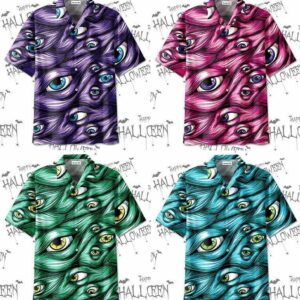 Happy Halloween Unisex Hawaiian Shirts Scary Eyes Many Colors  - Thelegend59