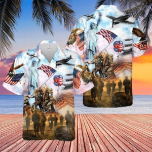 Happy Independence Day 4Th Of July Hawaiian Graphic Print Short Sleeve  - Thelegend59