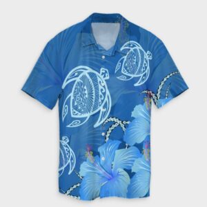 Hawaii Blue Hibiscus Turtle Hawaiian Shirt  - Thelegend59