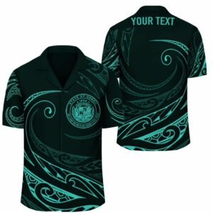 Hawaii Coat Of Arm Hawaiian Shirt - Turquoise - Frida Style  - Thelegend59