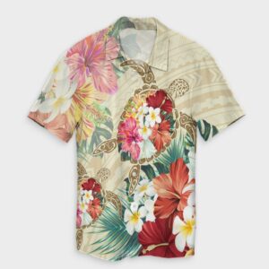 Hawaii Floral Turtle Hawaiian Shirt Beige  - Thelegend59