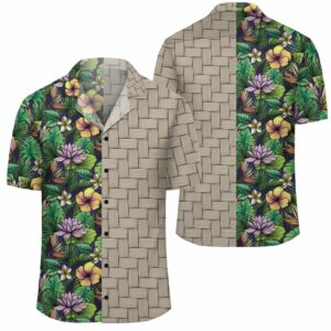 Hawaii Hibiscus And Plumeria Green Lauhala Moiety Hawaiian Shirt  - Thelegend59