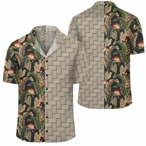Hawaii Tropical Floral Vintage Strelitzia Flower Banana Leaves Lauhala Moiety Hawaiian Shirt  - Thelegend59