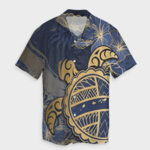 Hawaii Turtle Hibiscus Gold Hawaiian Shirt Kyn Style  - Thelegend59
