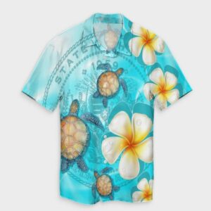 Hawaii Turtle Plumeria Coat Of Arm Ocean Hawaiian Shirt  - Thelegend59