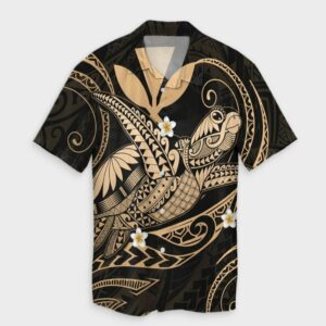 Hawaii Turtle Polyensian Hawaiian Shirt Nane Style Gold  - Thelegend59