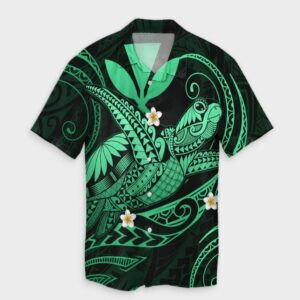 Hawaii Turtle Polyensian Hawaiian Shirt Nane Style Green  - Thelegend59