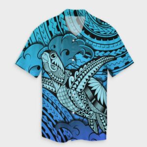 Hawaii Turtle Wave Hawaiian Shirt News Style Blue  - Thelegend59