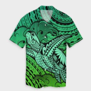 Hawaii Turtle Wave Hawaiian Shirt News Style Green  - Thelegend59