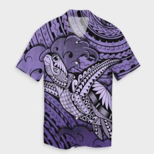 Hawaii Turtle Wave Hawaiian Shirt News Style Purple  - Thelegend59