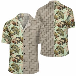 Hawaii Vintage Tropical Jungle Leaves Orchid Bird Lauhala Moiety Hawaiian Shirt  - Thelegend59